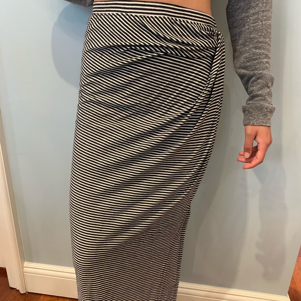 Black and white striped maxi skirt